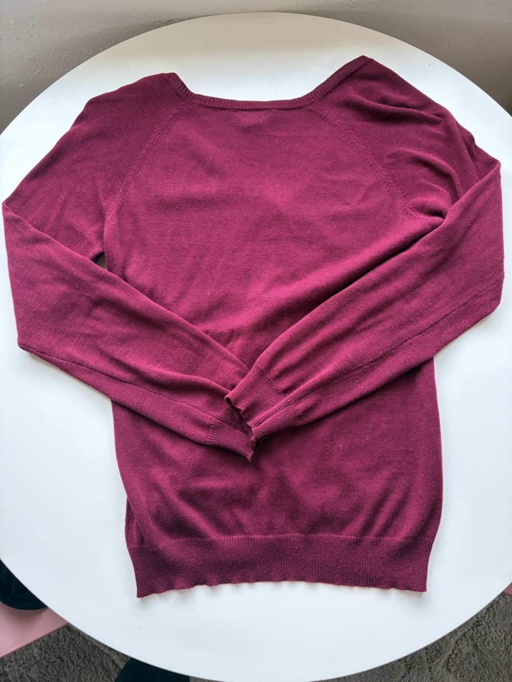 Modcloth Burgundy Pointelle V-Neck  Button-Up Cardigan Sweater, Like New! - Picture 9 of 10